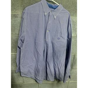 Chaps Ralph Lauren 2XB Button Down Shirt Blue White Striped Cotton